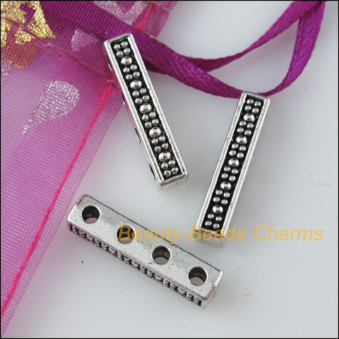 10Pcs Tibetan Silver Color 4-4 Holes Spacer Beads Bars Charms 22mm ► Photo 1/4