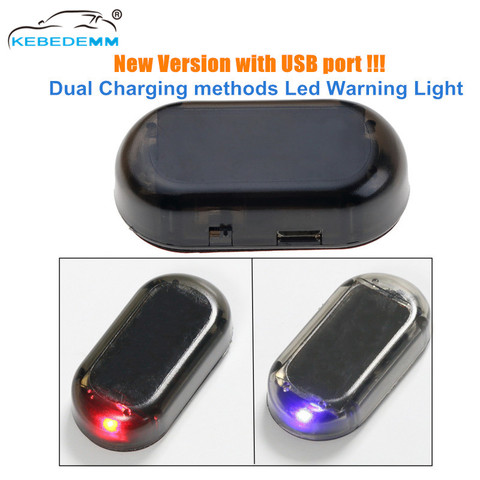 Updating!!! With USB charging port Car Solar Led Warning light flash Storbe Alarm light Anti-theft Blink Simulation Lamp 5V ► Photo 1/6