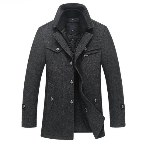 New Winter Wool Coat Slim Fit Jackets Mens Casual Warm Outerwear Jacket and coat Men Pea Coat Size M-4XL DROP SHIPPING ► Photo 1/6