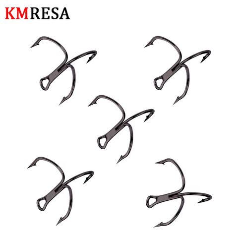 10pcs Fishing Hooks High Steel Carbon Material Treble Black Fishing Hook Round Folded Saltwater Bass 4# 6# 8#Tackle Tools ► Photo 1/6