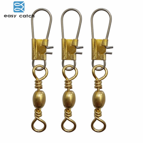 Easy Catch 30pcs Barrel Fishing Swivel With Interlock Snap Gold Brass Hard Fishing Lure Connector Fishing Accessories ► Photo 1/3
