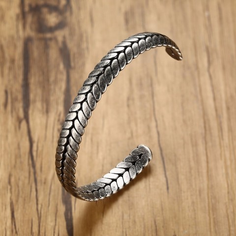 Men's Old Oxidized Gray Braided Cuff Bracelet for Women's Stainless Steel Industrial Style Braslet Bangle Vintage Jewelry ► Photo 1/6