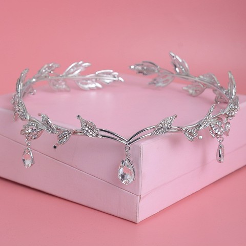 Luxury Crystal Crown Bridal Hair Accessories Wedding Rhinestone Waterdrop Leaf Tiara Crown Headband Frontlet Brides Hair Jewelry ► Photo 1/6