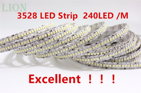 1 / 2 /3 / 4 /5M 12V IP20 Non waterproof  3528 LED Strip 240 led Flexible light 5M/Reel showcase led more bright LED strip white ► Photo 1/6