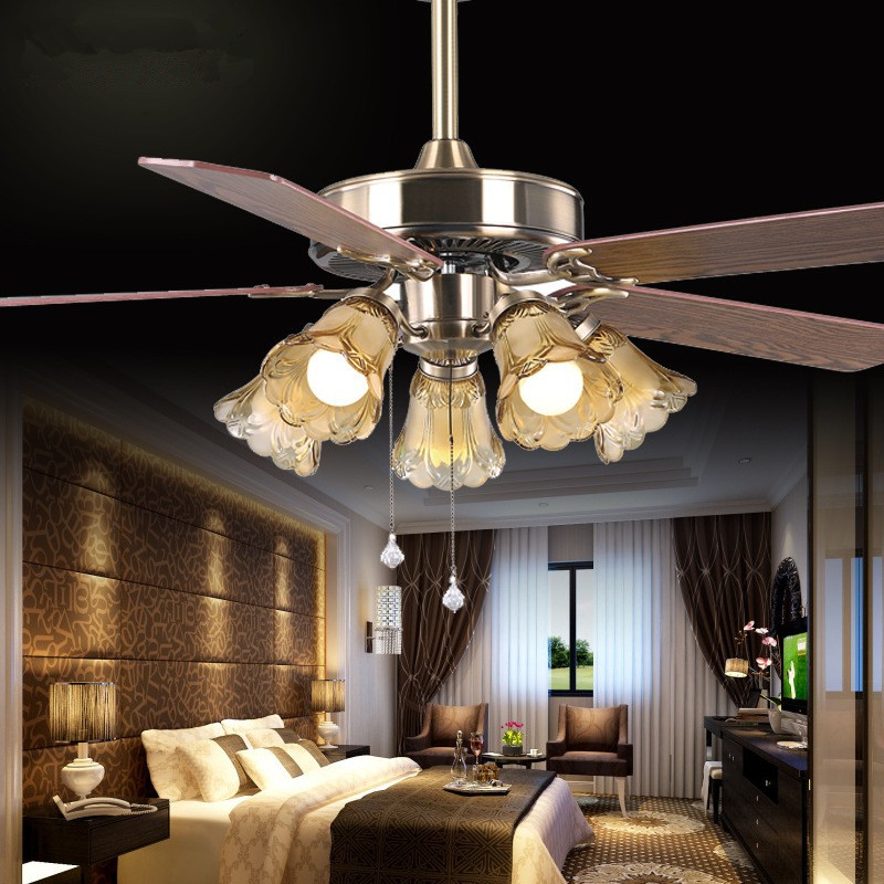 American Retro Luxury Wooden Ceiling Fan Light With Remote Control E27 Decorative Ventilador De Techo Alitools - Retro Ceiling Fan Lights