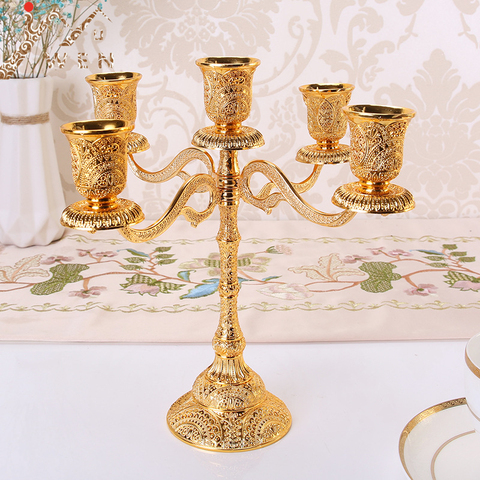 IMUWEN Metal Candle Holders Hollow Design Candlestick Tabletop Stand Wedding Decoration Candelabra Home Table Decor ► Photo 1/6