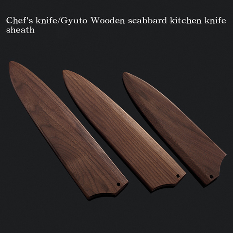 Chef's knife  JapaneseGyutoSantokuProtect the knife set Blade protector Wooden blade holder Wooden scabbard kitchen knife sheath ► Photo 1/3
