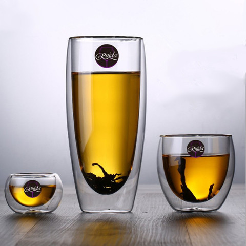 Brand 5 Size Lead-free Double Wall Handmade Glass Heat Resistant Tea Coffee Drink Cup Insulated Clear Glass Drinkware ► Photo 1/6