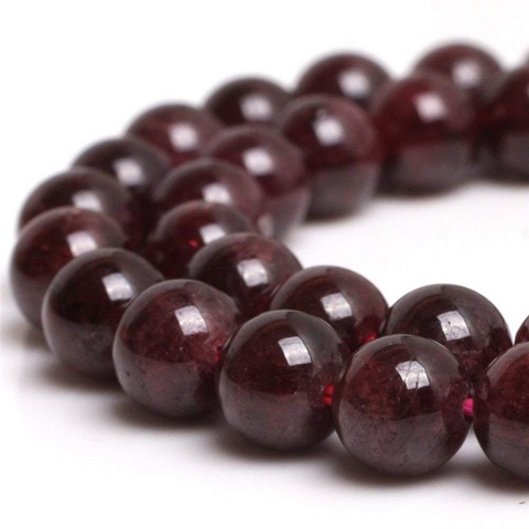 Wholesale Natural Stone Dark Red Garnet Round Loose Spacer Beads 15