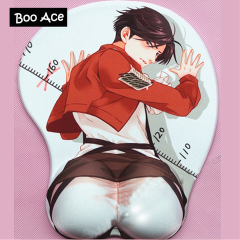 Anime Mousepad Cartoon Top Attack on titan Levi Wrist Rest Big soft Breast 3D Gaming Mouse Pad Height 3.2cm/1.26