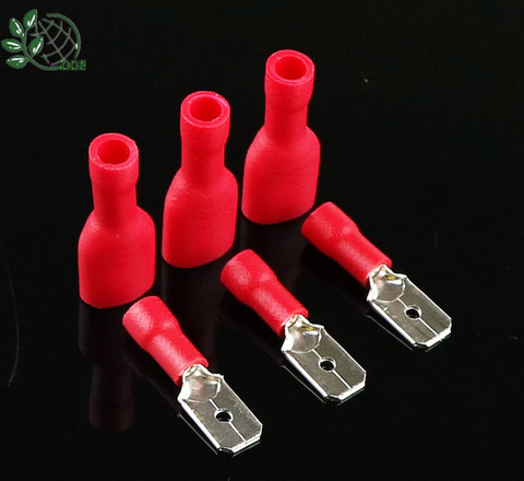 50pcs red flat FDFD+MDD Female+Male Spade Insulated Electrical Wiring Crimp Terminal Connector red ► Photo 1/6