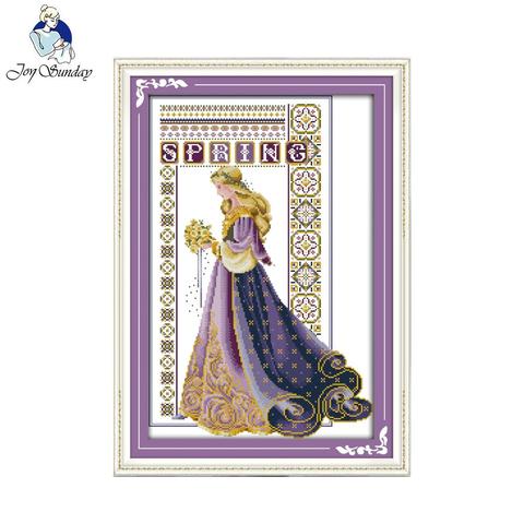 Joy sunday figure style The bride with flowers cross stitch embroidery designs canvas for painting ► Photo 1/6