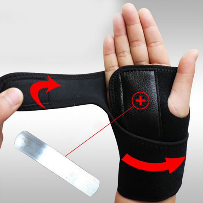 AOLIKES Detachable Steel Splint Wrist Sprain Support Sports Brace Protector 