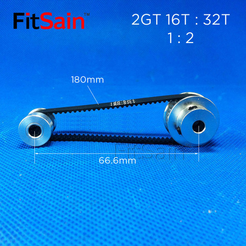 FitSain-2GT 16T:32T 1: 2 Width 6mm aluminum alloy pulley reduction ratio drive synchronous wheel center hole 3.175/4/5/6/6.35/8 ► Photo 1/6