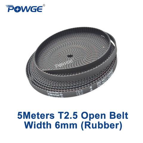 POWGE 5Meters T2.5 Synchronous Belt width 6mm Rubber fiberglass Metric Trapezoid T2.5-6 open ended belt T2.5 pulley 3D Printer ► Photo 1/6