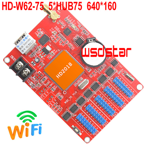 HD-W62-75 Full Color WIFI LED Control Card 640*160 1280*64 5*HUB75 USB & WIFI RGB color asynchronous LED control card HD W62-75 ► Photo 1/1