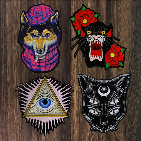 1pc Fashion Cool Eye Wolf Dog Cat Head Patches for Clothing Iron On Embroidered Appliques DIY Apparel Accessories Patch TH1504 ► Photo 1/6