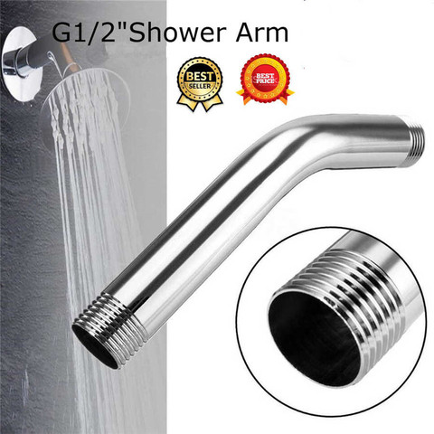 G1/2 15cm Stainless Steel Shower Head Extension Angled Shower Arm Extra Pipe Wall Mounted For Bathroom ► Photo 1/6