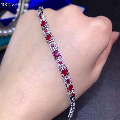 exquisite natural ruby bracelet for women jewelry real 925 silver platinum plated many gems  birthday gift shiny for u good luck ► Photo 1/3
