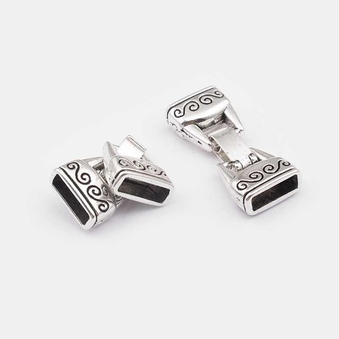 5pcs Antique Silver Color Alloy End cap Snap Connectors Clasps For 10*2mm Flat Laether Cord Bracelet DIY Jewelry Findings Making ► Photo 1/6