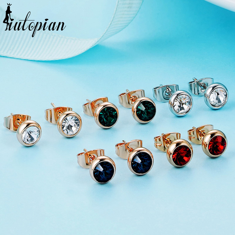 Iutopian Classic 12 Colors Crystal Stud Earrings Brincos With Environmental Alloy Anti-Allergy Dropship #RG81718 ► Photo 1/6