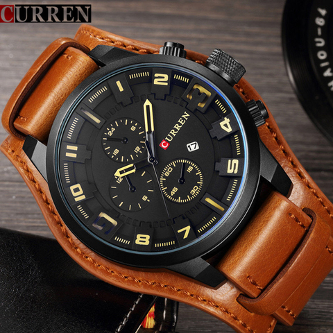 Curren Men's Casual Sport Quartz Watch Mens Watches Top Brand Luxury Quartz-Watch Leather Strap Military Watch Wrist Male Clock ► Photo 1/1