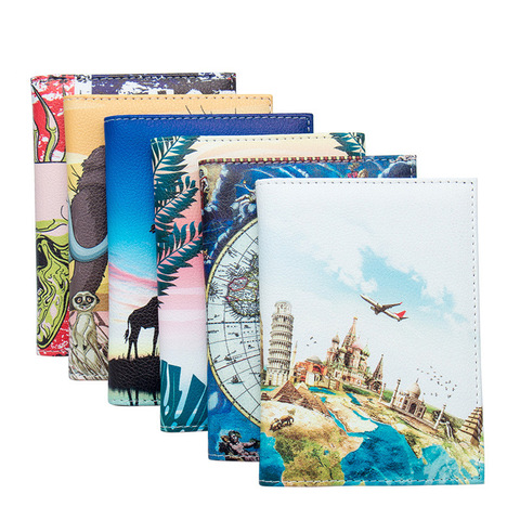 New World map Travel scenery unisex passport cover with traveling Built in RFID Blocking Protect personal information women men ► Photo 1/6