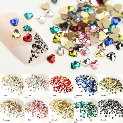 30pcs Flat back Colorful Mini Heart Nail Rhinestones For Nails Art  Decorations Crystal Glass Stone Manicure 3D Shiny Strass Gem - Price  history & Review