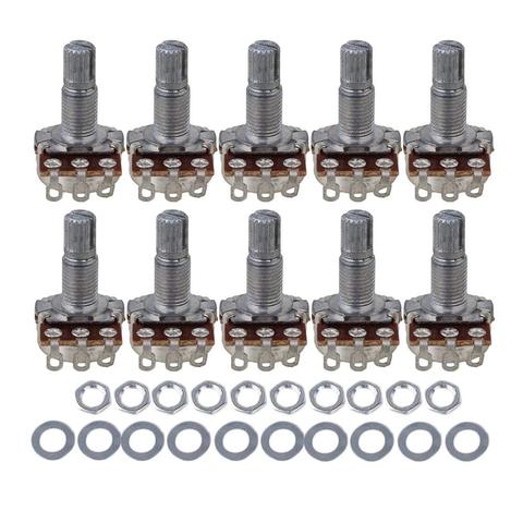 Knurled Split Shaft Guitar Potentiometers A500K/18mm Shaft Guitar Bass Parts Pack of 10 ► Photo 1/3