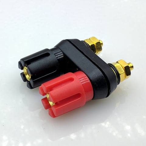 red and black gold-plated double output terminal 4mm banana socket for power amplifier speaker ► Photo 1/6