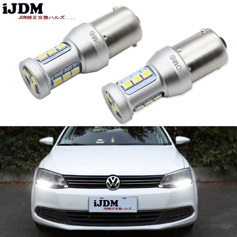 iJDM CANbus Error Free 1200 Lumens HID White 1156 7506 S25 LED Bulbs for Volkswagen MK6 Jetta Daytime Running Lights,6000K 12V ► Photo 1/6