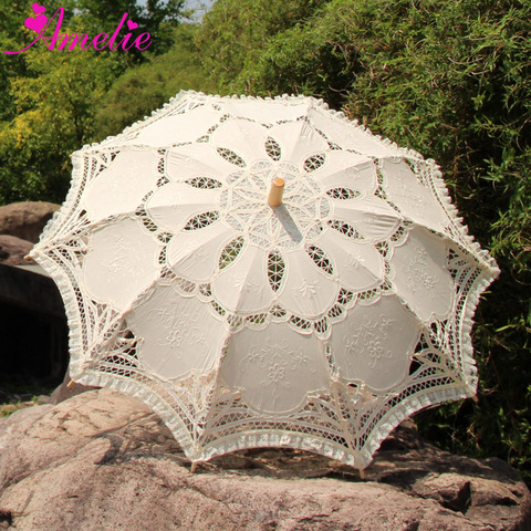 Victorian Embroidery Flower Battenburg Lace Parasol With Lace Decoration Party Bridal Shower Photo Prop Bride Umbrella Gifts ► Photo 1/5