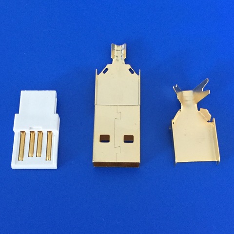 5pcs/lot usb connector gold plating DIY USB 2.0 A type male plug connector wire bonding ► Photo 1/3