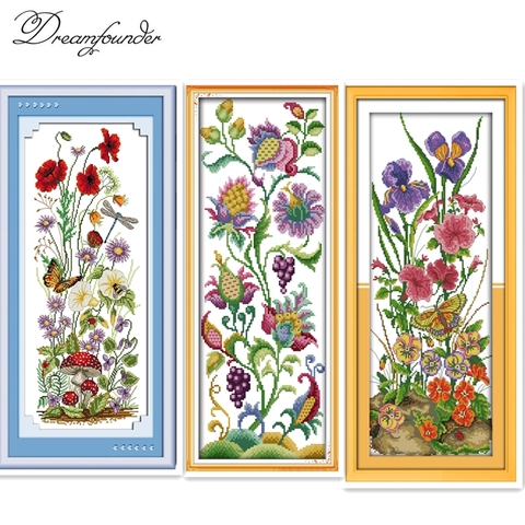 Abstract flowers cross stitch kit flower 14ct printed fabric canvas stitching embroidery DIY handmade needlework ► Photo 1/4