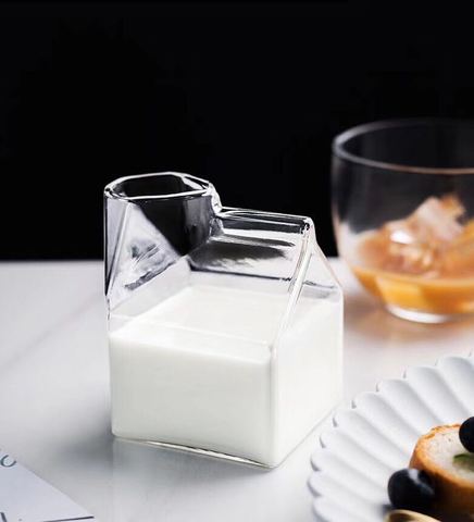 factory direct sale square milk glass milk box glass mug milk box cup ► Photo 1/6