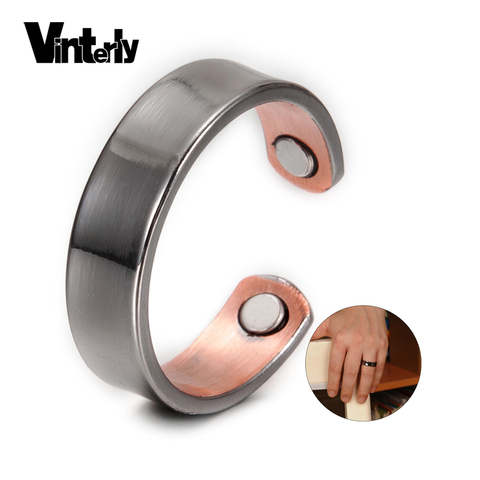 Vinterly Copper Adjustable Ring Men Health Energy Magnetic Copper Ring Women Minimalist Open Cuff Finger Rings for Arthritis ► Photo 1/6