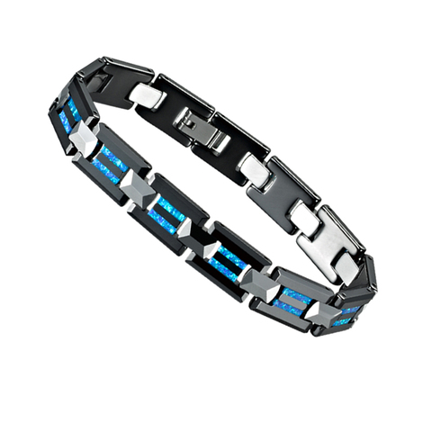 Luxury Men's bracelet Black ceramic tungsten Blue Opal bracelets for men jewelry male costume women's charm bangles jewellery ► Photo 1/6