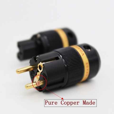 Viborg VE501G+VF501G 99.99% Pure Copper 24K Gold Plated Schuko Power Plug Connector IEC Female Plug DIY Mains Power Cord Cable ► Photo 1/6