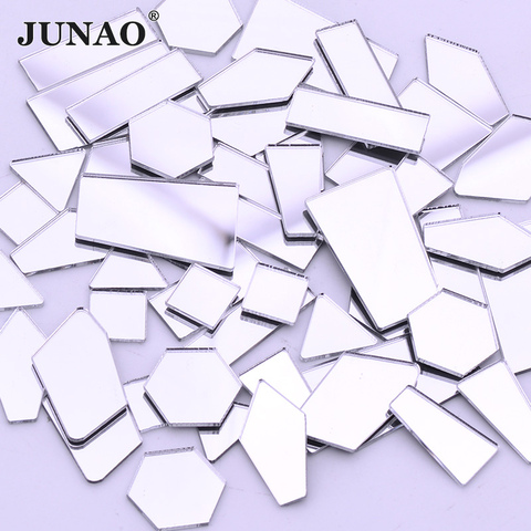 JUNAO 20pc Mix Size Clear Mirror Rhinestone Silver Crystal Applique Flat Back Acrylic Strass Non Sewing Stones for Decoration ► Photo 1/6