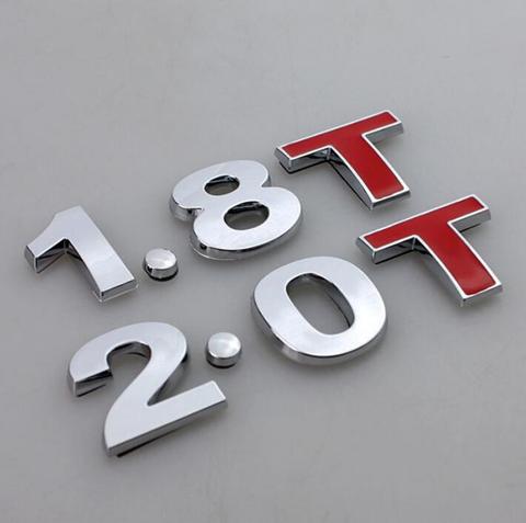 1.8T 2.0T Emblem Sticker Chrome Car Body Rear Fender Tail Badge for Golf GTI MK4 Jetta Passat Beetle A3 A4 A5 A6 TT Car Styling ► Photo 1/3