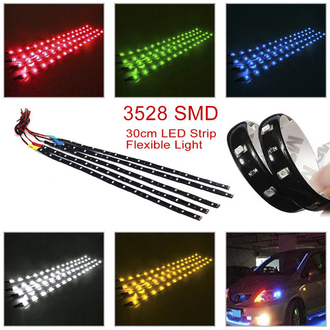 2 PCS LED strip SMD3528 Waterproof Flexible 30CM Red Green Blue White Warm white Super bright car Styling decor stickers lamp ► Photo 1/6