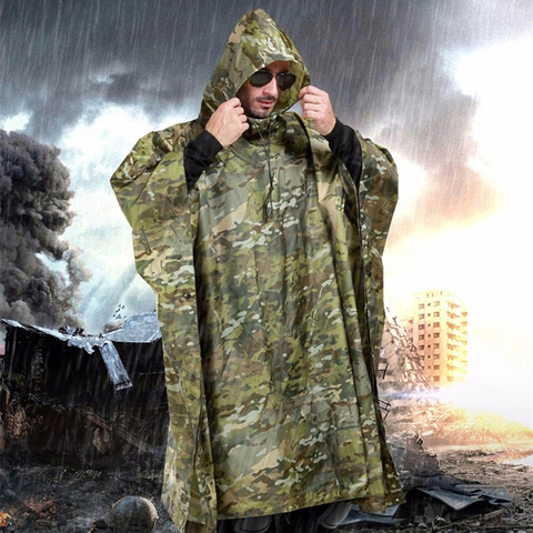 Military Outdoor Hunting Ghillie Suits Raincoat Waterproof Environmental Unisex Raincover Emergency Poncho Hunting Ghillie Suits ► Photo 1/6