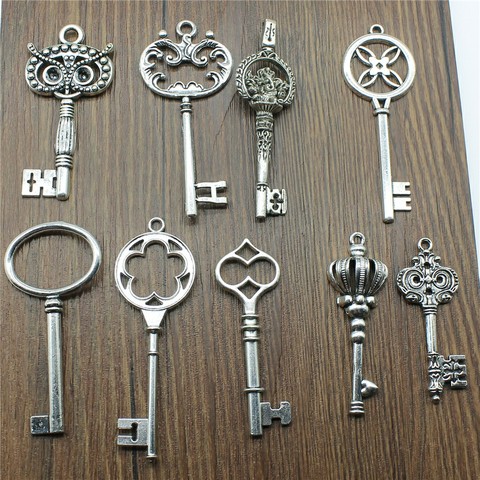 6pcs/lot Charms Key Antique Silver Color Vintage Key Charms For Jewelry Making Charms Pendant Key Jewelry Findings DIY ► Photo 1/2