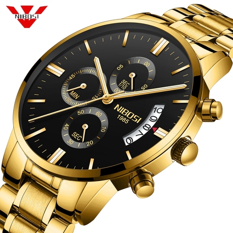 NIBOSI Men Watch Chronograph Sport Mens Watches Top Brand Luxury Waterproof Full Steel Quartz Gold Clock Men Relogio Masculino ► Photo 1/6
