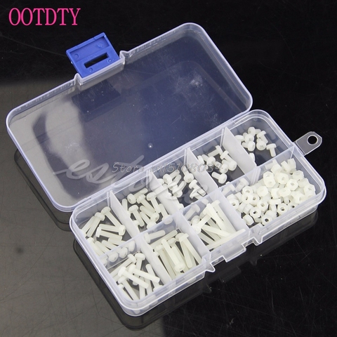 160Pcs White Metric M3 8 Sizes Assortment Stand-off Nylon Screws Bolt & Nuts Kit S08 Wholesale&DropShip ► Photo 1/1