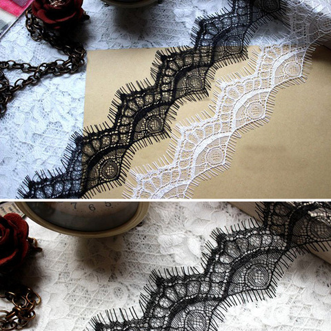 6M/Lot Black White Eyelash Lace Fabric Diy Clothing Accessories Lace Trim Width 4.5cm ► Photo 1/4