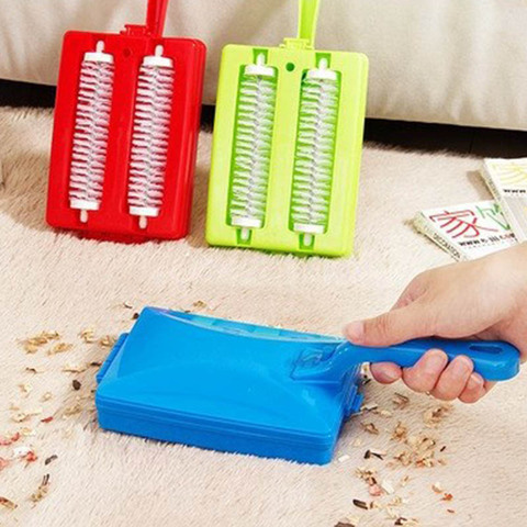 Double Brush Head Handheld Carpet Table Brush Plastic Sweeper Crumb Dirt Cleaner Roller Tool Home Cleaning Brushes Accessaries ► Photo 1/6
