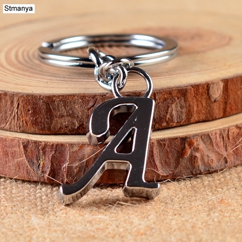 NEW DIY A-Z Letters key Chain Silver Color Metal Keychain Women Car Key Ring Simple Letter Name Key Holder Party Gift Jewelry ► Photo 1/6