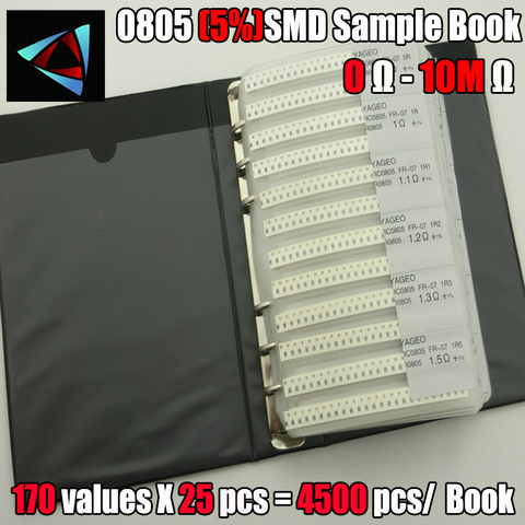 New 0805 SMD Resistor Sample Book 5% Tolerance 170valuesx25pcs=4250pcs Resistor Kit 0R~10M ► Photo 1/1