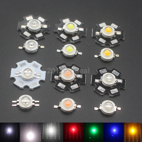 10-100pcs 1W 3W Warm / White/blue/ Royal Blue red/green/yellow/660nm UV Violet RGB High Power LED Chip Light with PCB or not pcb ► Photo 1/3